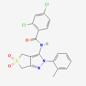 molecular formula C19H15Cl2N3O3S B11218875 2,4-dichloro-N-[2-(2-methylphenyl)-5,5-dioxido-2,6-dihydro-4H-thieno[3,4-c]pyrazol-3-yl]benzamide 