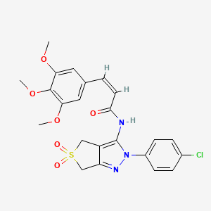 molecular formula C23H22ClN3O6S B11218897 (Z)-N-(2-(4-chlorophenyl)-5,5-dioxido-4,6-dihydro-2H-thieno[3,4-c]pyrazol-3-yl)-3-(3,4,5-trimethoxyphenyl)acrylamide 