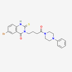 6-bromo-3-[4-oxo-4-(4-phenylpiperazin-1-yl)butyl]-2-sulfanylidene-1H-quinazolin-4-one