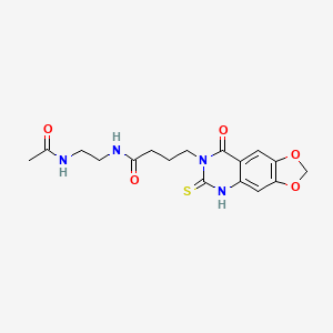 N-(2-acetamidoethyl)-4-(8-oxo-6-sulfanylidene-5H-[1,3]dioxolo[4,5-g]quinazolin-7-yl)butanamide