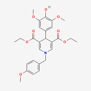 molecular formula C27H31NO8 B11218959 Diethyl 4-(4-hydroxy-3,5-dimethoxyphenyl)-1-(4-methoxybenzyl)-1,4-dihydropyridine-3,5-dicarboxylate 