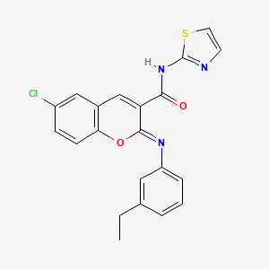 (2Z)-6-chloro-2-[(3-ethylphenyl)imino]-N-(1,3-thiazol-2-yl)-2H-chromene-3-carboxamide