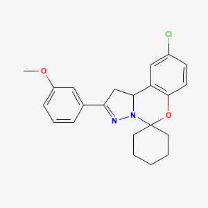 molecular formula C22H23ClN2O2 B11219045 9'-Chloro-2'-(3-methoxyphenyl)-1',10b'-dihydrospiro[cyclohexane-1,5'-pyrazolo[1,5-c][1,3]benzoxazine] 