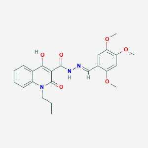 molecular formula C23H25N3O6 B11219046 4-HO-2-Oxo-1-PR-N'-(2,4,5-trimethoxybenzylidene)1,2-2H-3-quinolinecarbohydrazide 