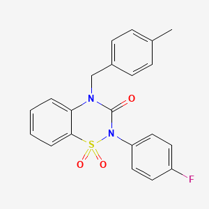 molecular formula C21H17FN2O3S B11219057 2-(4-fluorophenyl)-4-(4-methylbenzyl)-2H-benzo[e][1,2,4]thiadiazin-3(4H)-one 1,1-dioxide 