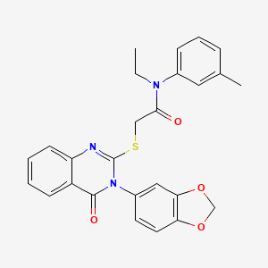 2-[3-(1,3-benzodioxol-5-yl)-4-oxoquinazolin-2-yl]sulfanyl-N-ethyl-N-(3-methylphenyl)acetamide