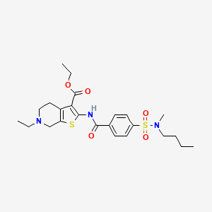 molecular formula C24H33N3O5S2 B11219123 Ethyl 2-{4-[butyl(methyl)sulfamoyl]benzamido}-6-ethyl-4H,5H,6H,7H-thieno[2,3-C]pyridine-3-carboxylate 