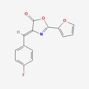 molecular formula C14H8FNO3 B11219133 (4Z)-4-[(4-Fluorophenyl)methylidene]-2-(furan-2-yl)-4,5-dihydro-1,3-oxazol-5-one 