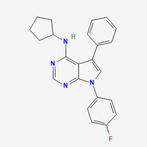 molecular formula C23H21FN4 B11219156 N-cyclopentyl-7-(4-fluorophenyl)-5-phenyl-7H-pyrrolo[2,3-d]pyrimidin-4-amine 