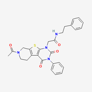 2-(11-acetyl-3,5-dioxo-4-phenyl-8-thia-4,6,11-triazatricyclo[7.4.0.02,7]trideca-1(9),2(7)-dien-6-yl)-N-(2-phenylethyl)acetamide