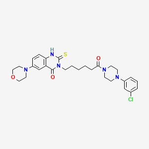 3-(6-(4-(3-chlorophenyl)piperazin-1-yl)-6-oxohexyl)-6-morpholino-2-thioxo-2,3-dihydroquinazolin-4(1H)-one