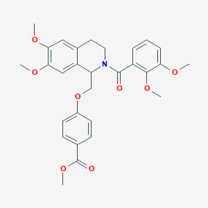 molecular formula C29H31NO8 B11219224 Methyl 4-((2-(2,3-dimethoxybenzoyl)-6,7-dimethoxy-1,2,3,4-tetrahydroisoquinolin-1-yl)methoxy)benzoate 