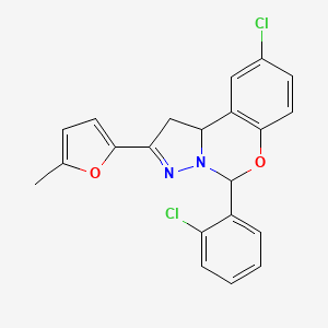 9-Chloro-5-(2-chlorophenyl)-2-(5-methyl-2-furyl)-1,10b-dihydropyrazolo[1,5-c][1,3]benzoxazine