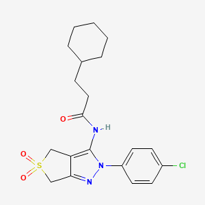 molecular formula C20H24ClN3O3S B11219252 N-(2-(4-chlorophenyl)-5,5-dioxido-4,6-dihydro-2H-thieno[3,4-c]pyrazol-3-yl)-3-cyclohexylpropanamide 