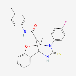 N-(2,4-dimethylphenyl)-3-(4-fluorophenyl)-2-methyl-4-thioxo-3,4,5,6-tetrahydro-2H-2,6-methano-1,3,5-benzoxadiazocine-11-carboxamide