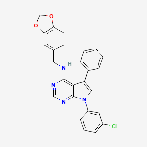 N-(1,3-benzodioxol-5-ylmethyl)-7-(3-chlorophenyl)-5-phenyl-7H-pyrrolo[2,3-d]pyrimidin-4-amine