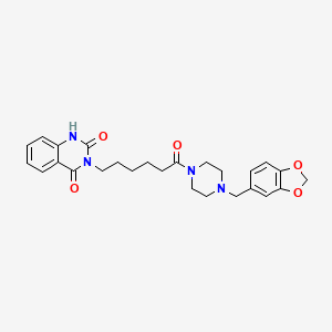 3-{6-[4-(1,3-benzodioxol-5-ylmethyl)piperazin-1-yl]-6-oxohexyl}quinazoline-2,4(1H,3H)-dione