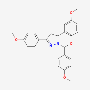 molecular formula C25H24N2O4 B11219331 9-Methoxy-2,5-bis(4-methoxyphenyl)-1,10b-dihydropyrazolo[1,5-c][1,3]benzoxazine 