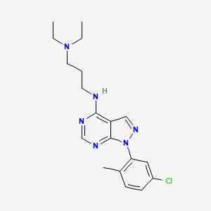 molecular formula C19H25ClN6 B11219334 N1-(1-(5-chloro-2-methylphenyl)-1H-pyrazolo[3,4-d]pyrimidin-4-yl)-N3,N3-diethylpropane-1,3-diamine 