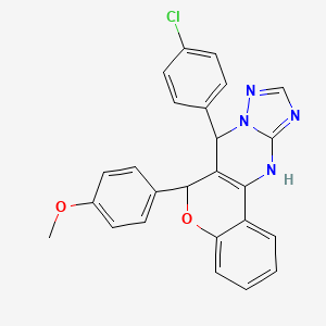 molecular formula C25H19ClN4O2 B11219340 4-[7-(4-Chlorophenyl)-7,12-dihydro-6H-chromeno[4,3-D][1,2,4]triazolo[1,5-A]pyrimidin-6-YL]phenyl methyl ether 