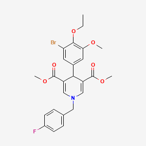 molecular formula C25H25BrFNO6 B11219358 Dimethyl 4-(3-bromo-4-ethoxy-5-methoxyphenyl)-1-(4-fluorobenzyl)-1,4-dihydropyridine-3,5-dicarboxylate 