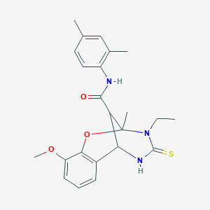 molecular formula C23H27N3O3S B11219373 N-(2,4-dimethylphenyl)-3-ethyl-10-methoxy-2-methyl-4-thioxo-3,4,5,6-tetrahydro-2H-2,6-methano-1,3,5-benzoxadiazocine-11-carboxamide 