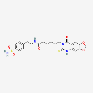 6-(8-oxo-6-sulfanylidene-5H-[1,3]dioxolo[4,5-g]quinazolin-7-yl)-N-[2-(4-sulfamoylphenyl)ethyl]hexanamide