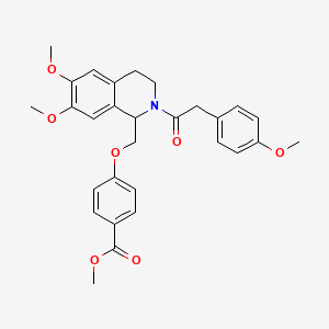 molecular formula C29H31NO7 B11219415 Methyl 4-((6,7-dimethoxy-2-(2-(4-methoxyphenyl)acetyl)-1,2,3,4-tetrahydroisoquinolin-1-yl)methoxy)benzoate 