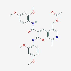 [3-[(2,4-Dimethoxyphenyl)carbamoyl]-2-(2,4-dimethoxyphenyl)imino-8-methylpyrano[2,3-c]pyridin-5-yl]methyl acetate