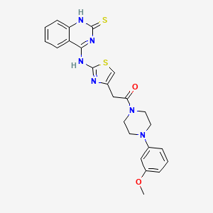 molecular formula C24H24N6O2S2 B11219472 1-(4-(3-Methoxyphenyl)piperazin-1-yl)-2-(2-((2-thioxo-1,2-dihydroquinazolin-4-yl)amino)thiazol-4-yl)ethanone 