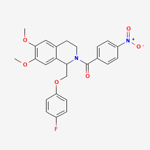 (1-((4-fluorophenoxy)methyl)-6,7-dimethoxy-3,4-dihydroisoquinolin-2(1H)-yl)(4-nitrophenyl)methanone