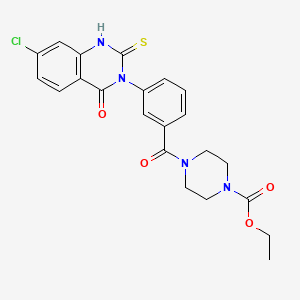 ethyl 4-[3-(7-chloro-4-oxo-2-thioxo-1,4-dihydroquinazolin-3(2H)-yl)benzoyl]piperazine-1-carboxylate