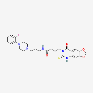 N-(3-(4-(2-fluorophenyl)piperazin-1-yl)propyl)-4-(8-oxo-6-thioxo-5,6-dihydro-[1,3]dioxolo[4,5-g]quinazolin-7(8H)-yl)butanamide