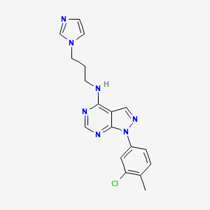 molecular formula C18H18ClN7 B11219583 1-(3-chloro-4-methylphenyl)-N-[3-(1H-imidazol-1-yl)propyl]-1H-pyrazolo[3,4-d]pyrimidin-4-amine 