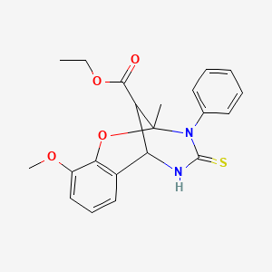 molecular formula C21H22N2O4S B11219601 ethyl 10-methoxy-2-methyl-3-phenyl-4-thioxo-3,4,5,6-tetrahydro-2H-2,6-methano-1,3,5-benzoxadiazocine-11-carboxylate 