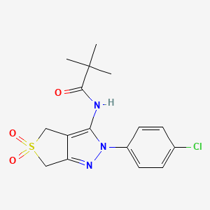 molecular formula C16H18ClN3O3S B11219603 N-(2-(4-chlorophenyl)-5,5-dioxido-4,6-dihydro-2H-thieno[3,4-c]pyrazol-3-yl)pivalamide 