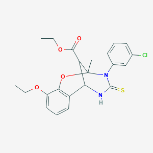 molecular formula C22H23ClN2O4S B11219605 ethyl 3-(3-chlorophenyl)-10-ethoxy-2-methyl-4-thioxo-3,4,5,6-tetrahydro-2H-2,6-methano-1,3,5-benzoxadiazocine-11-carboxylate 