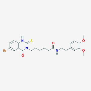 6-(6-bromo-4-oxo-2-sulfanylidene-1H-quinazolin-3-yl)-N-[2-(3,4-dimethoxyphenyl)ethyl]hexanamide