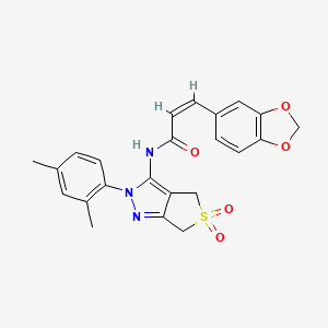 (Z)-3-(benzo[d][1,3]dioxol-5-yl)-N-(2-(2,4-dimethylphenyl)-5,5-dioxido-4,6-dihydro-2H-thieno[3,4-c]pyrazol-3-yl)acrylamide