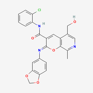 molecular formula C24H18ClN3O5 B11219637 (2Z)-2-(1,3-benzodioxol-5-ylimino)-N-(2-chlorophenyl)-5-(hydroxymethyl)-8-methyl-2H-pyrano[2,3-c]pyridine-3-carboxamide 