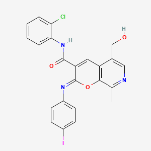 (2Z)-N-(2-chlorophenyl)-5-(hydroxymethyl)-2-[(4-iodophenyl)imino]-8-methyl-2H-pyrano[2,3-c]pyridine-3-carboxamide