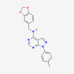 molecular formula C20H17N5O2 B11219657 N-(1,3-benzodioxol-5-ylmethyl)-1-(4-methylphenyl)-1H-pyrazolo[3,4-d]pyrimidin-4-amine 