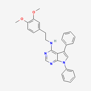 molecular formula C28H26N4O2 B11219668 N-[2-(3,4-dimethoxyphenyl)ethyl]-5,7-diphenyl-7H-pyrrolo[2,3-d]pyrimidin-4-amine 