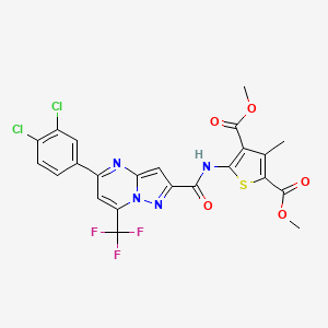 molecular formula C23H15Cl2F3N4O5S B11219683 Dimethyl 5-({[5-(3,4-dichlorophenyl)-7-(trifluoromethyl)pyrazolo[1,5-a]pyrimidin-2-yl]carbonyl}amino)-3-methylthiophene-2,4-dicarboxylate 