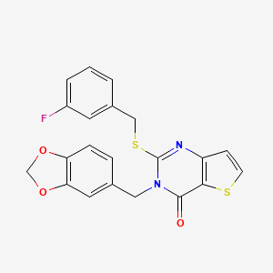 3-(1,3-benzodioxol-5-ylmethyl)-2-[(3-fluorobenzyl)sulfanyl]thieno[3,2-d]pyrimidin-4(3H)-one