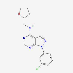 molecular formula C16H16ClN5O B11219719 1-(3-chlorophenyl)-N-(tetrahydrofuran-2-ylmethyl)-1H-pyrazolo[3,4-d]pyrimidin-4-amine 