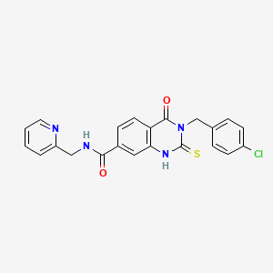 molecular formula C22H17ClN4O2S B11219724 3-[(4-chlorophenyl)methyl]-4-oxo-N-(pyridin-2-ylmethyl)-2-sulfanylidene-1H-quinazoline-7-carboxamide 