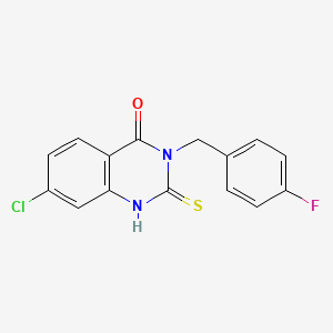 molecular formula C15H10ClFN2OS B11219727 7-chloro-3-[(4-fluorophenyl)methyl]-2-sulfanylidene-1H-quinazolin-4-one 