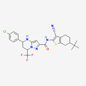 molecular formula C27H27ClF3N5OS B11219776 N-(6-tert-butyl-3-cyano-4,5,6,7-tetrahydro-1-benzothiophen-2-yl)-5-(4-chlorophenyl)-7-(trifluoromethyl)-4,5,6,7-tetrahydropyrazolo[1,5-a]pyrimidine-2-carboxamide 