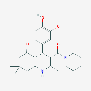 molecular formula C25H32N2O4 B11219791 4-(4-hydroxy-3-methoxyphenyl)-2,7,7-trimethyl-3-(piperidin-1-ylcarbonyl)-4,6,7,8-tetrahydroquinolin-5(1H)-one 